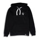 Outsider Location Hoodie Sweatshirt in Black with White Logo and Pull Strings