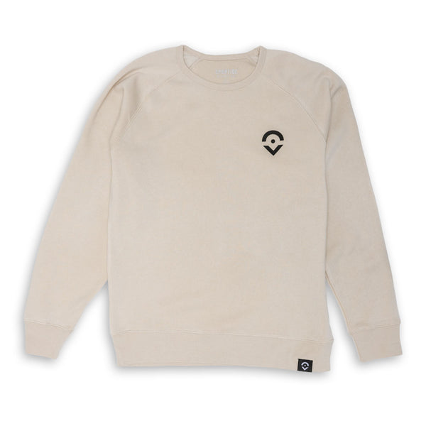 Outsider Mark Crew Neck Unisex Sweatshirt in Bone White Flatlay