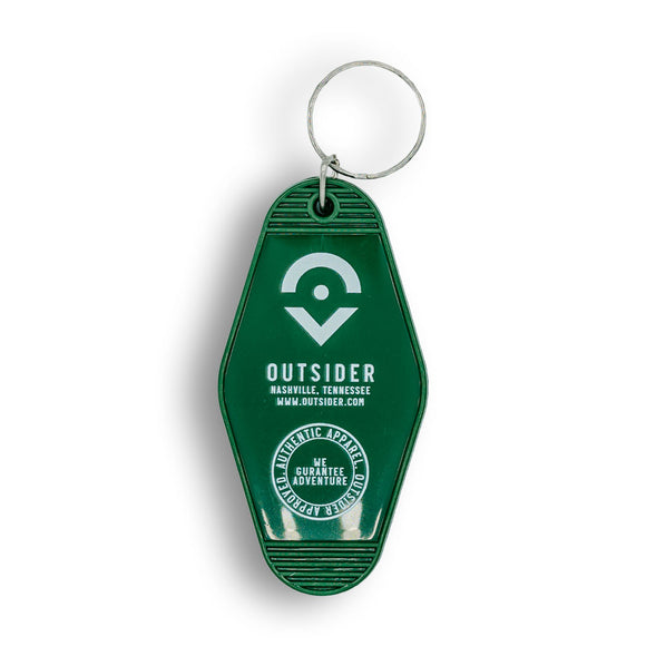 Outsider Classic Vintage Green Plastic Motel Keychain