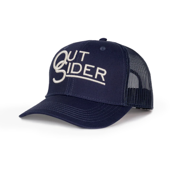 Navy Blue front panel and hat brim with White Outsider logo